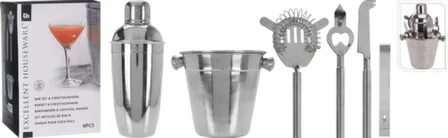 Купить Набор для коктейля: шейкер, сито, нож, открывалка для бутылок, щипцы, ведёрко для льда, Koopman в интернет-магазине Akvilon.kz
