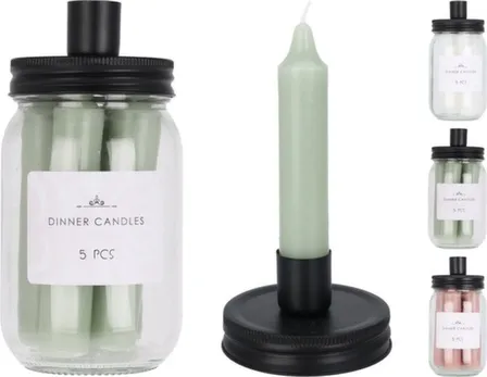 Купить Свеча в банке с крышкой в виде подсвечника, длина 12 см, набор 5 шт, в ассортименте, Koopman в интернет-магазине Akvilon.kz