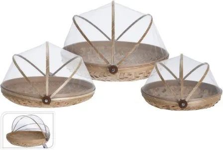 Купить Корзина c крышкой для защиты еды от насекомых, набор из 3 штук: 38x34x12 см, 34x31,5x10 см и 29x27x8 см, Koopman в интернет-магазине Akvilon.kz