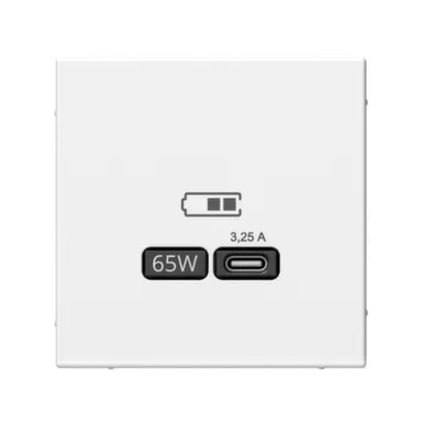 Розетка USB тип C 65 Вт QC PD ArtGallery, белый, высокоскоростной заряд, механизм, System Electric в интернет-магазине Akvilon.kz