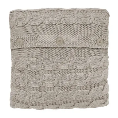 Купить Чехол на подушку вязаный, с пуговицами Nordvic, слоновая кость, 60% хлопок, 40% полиэстр, 50x50 см, QWERTY в интернет-магазине Akvilon.kz