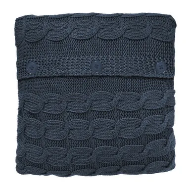 Купить Чехол на подушку вязаный, с пуговицами Nordvic, графитовый, 60% хлопок, 40% полиэстр, 50x50 см, QWERTY в интернет-магазине Akvilon.kz