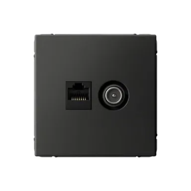 Розетка ArtGallery компьютерная и телевизионная RJ45 и TV, категория 5E, базальт, System Electric в интернет-магазине Akvilon.kz