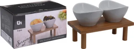 Купить Миска 10x8,7x5,5см, набор 2шт, в комплекте с подставкой 18x10x6см в интернет-магазине Akvilon.kz