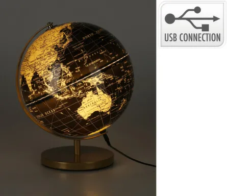 Купить Светильник LED Глобус, 26x23x31 см, работает от USB, длина шнура 1 м, Koopman в интернет-магазине Akvilon.kz