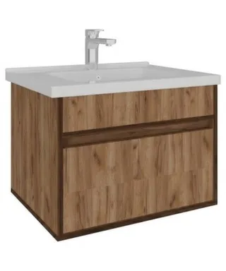 Тумба подвесная София Дуб Крафт Золотой 1 ящик с умывальником Orbita 1170-80/810, 80 см, AVK в интернет-магазине Akvilon.kz