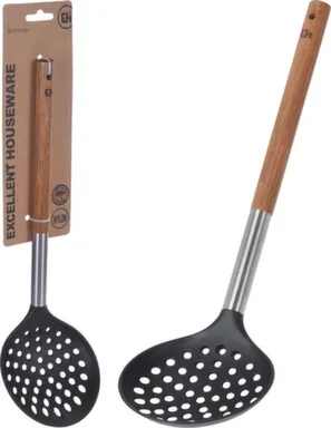 Купить Шумовка пластмассовая широкая с деревянной ручкой 34см, Koopman в интернет-магазине Akvilon.kz