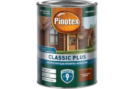 Купить Пропитка-антисептик Pinotex Classic Plus 3в1 красное дерево 0,9л в интернет-магазине Akvilon.kz