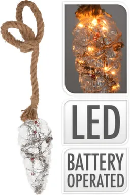 Купить Светильник декоративный Шишка, подвесной, длина веревки 65см, 15 led-ламп, раб. от бат. 3хAA (не в компл), с таймером, Koopman в интернет-магазине Akvilon.kz