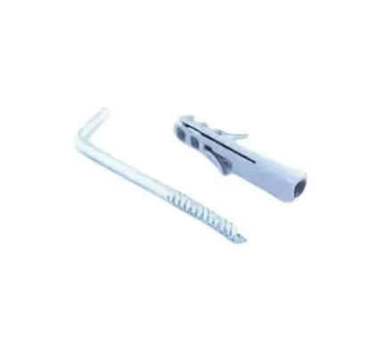 Купить Крюк Г-образный с дюбелем 6 мм белый цинк ( 6 шт), Стройбат в интернет-магазине Akvilon.kz