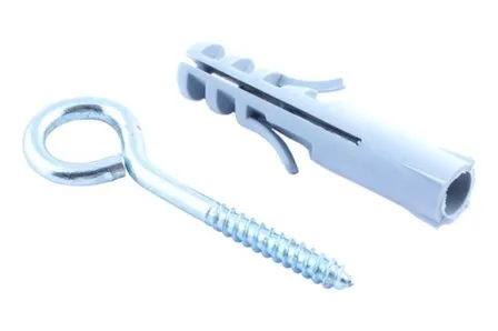 Купить Крюк-кольцо с дюбелем 6 мм белый цинк ( 6 шт), Стройбат в интернет-магазине Akvilon.kz