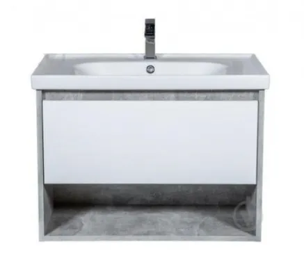 Купить Тумба подвесная ЭДДА бетон с умывальником 80 см, Аква Родос в интернет-магазине Akvilon.kz
