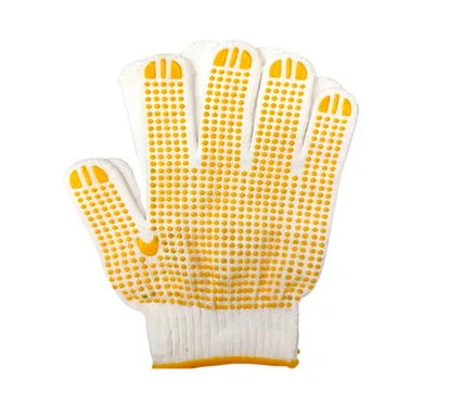 Перчатки вязанные 10 класс с ПВХ точкой желтые 60г в интернет-магазине Akvilon.kz