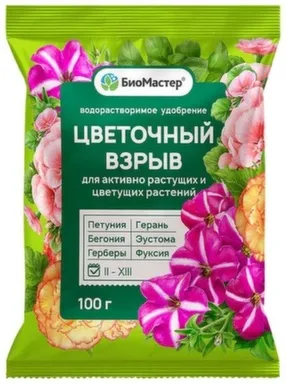 Купить Водорастворимое удобрение Цветочный взрыв, 100 г, БиоМастер в интернет-магазине Akvilon.kz