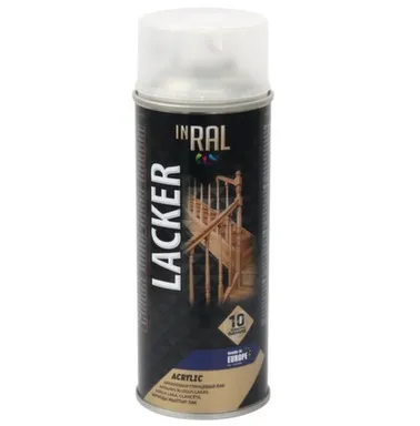 Купить Лак аэрозольный акриловый, прозрачный, 400 мл, Inral в интернет-магазине Akvilon.kz