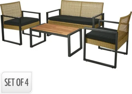 Купить Набор садовой мебели - стол, размер 84x44,5x38,5 см, 2 кресла, размер 60,5x59x76 см, скамья, размер 112x60,5x76 см, Koopman в интернет-магазине Akvilon.kz