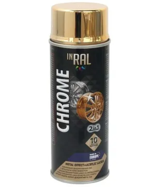 Купить Лак аэрозольный акриловый Суперхром, золот, 400 мл, Inral в интернет-магазине Akvilon.kz