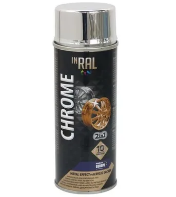 Купить Лак аэрозольный акриловый Суперхром, серебристый, 400 мл, Inral в интернет-магазине Akvilon.kz