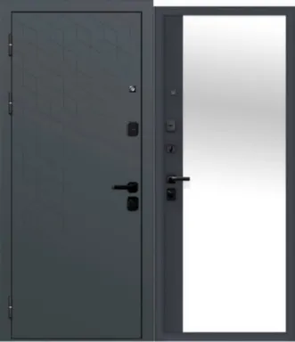 Купить Дверь металлическая 9см КОНЦЕПТ Сатин графит зеркало Феррони Левое 860 в интернет-магазине Akvilon.kz
