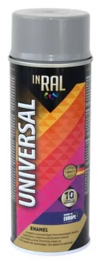 Купить Эмаль аэрозольная акрил универсал, серебристый хром RAL9006, 400 мл, Inral в интернет-магазине Akvilon.kz