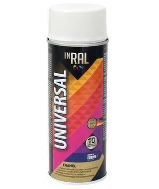 Купить Эмаль аэрозольная алкид универсал, белая матовая RAL9003, 400 мл, Inral в интернет-магазине Akvilon.kz