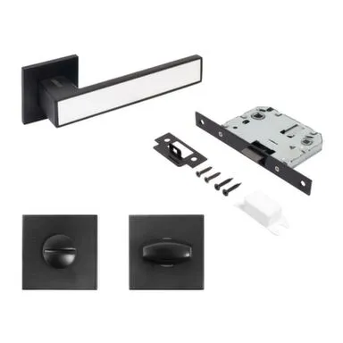 Купить Комплект ручек с защ. и фикс. ЛАНА, Аллюр Матовый черный/белый в интернет-магазине Akvilon.kz