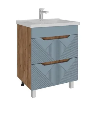 Тумба напольная Яна Дуб Крафт Золотой Обриета Alda AL-07 2 ящика с умывальником Orbita 1170-80/810, 80 см, AVK в интернет-магазине Akvilon.kz