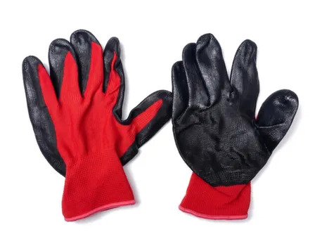 Перчатки вязанные с обливной ладонью нитрил красный/черный 45г в интернет-магазине Akvilon.kz