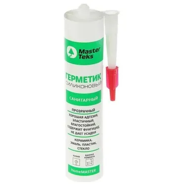 Купить Герметик силиконовый санитарный HomeMaster, прозрачный, 260 мл, Masterteks в интернет-магазине Akvilon.kz