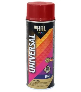 Купить Эмаль аэрозольная алкид универсал, красный огонь RAL3000, 400 мл, Inra в интернет-магазине Akvilon.kz