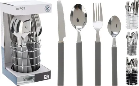Купить Набор столовых приборов из 17 предметов: нож - 4 шт, вилка - 4 шт, ложка - 4 шт, чайная ложка - 4 шт, подставка под приборы, Koopman в интернет-магазине Akvilon.kz