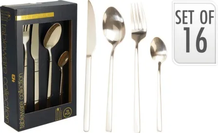 Купить Набор столовых приборов из 16 предметов: нож - 4 шт, вилка - 4 шт, ложка - 4 шт, чайная ложка - 4 шт, Koopman в интернет-магазине Akvilon.kz
