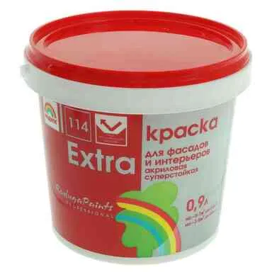 Купить Краска акриловая Радуга Extra-114 для фасадов и интерьеров суперстойкая 0,9 в интернет-магазине Akvilon.kz