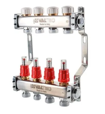 Купить Колекторная группа, нерж.сталь, встр.расх 1" х 4 вых евроконус 3/4 Valtec в интернет-магазине Akvilon.kz