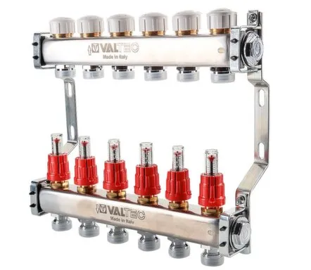 Купить Колекторная группа, нерж.сталь, встр.расх 1" х 6 вых евроконус 3/4 Valtec в интернет-магазине Akvilon.kz