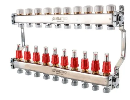 Купить Колекторная группа, нерж.сталь, встр.расх 1" х 10 вых евроконус 3/4 Valtec в интернет-магазине Akvilon.kz