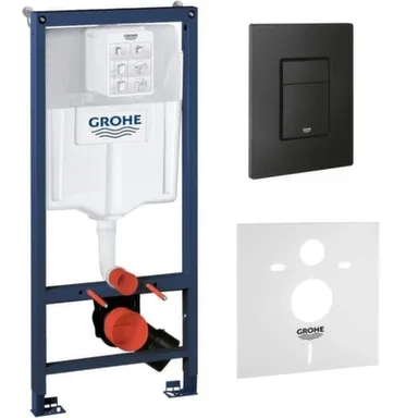 Купить Инсталляция для унитаза Rapid SL со звукоизоляцией, черная кнопка, Grohe в интернет-магазине Akvilon.kz