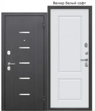 Купить Дверь металлическая 7,5см Гарда (серебро) Велюр белый софт Феррони Левое в интернет-магазине Akvilon.kz