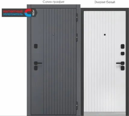 Купить Дверь металлическая Сатин графит МДФ/Эмалит белый Феррони 860 Правое в интернет-магазине Akvilon.kz