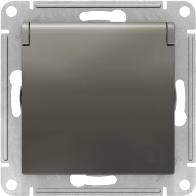 Купить Розетка 1-местная с крышкой Schneider Electric ,серия AtlasDesign сталь в интернет-магазине Akvilon.kz