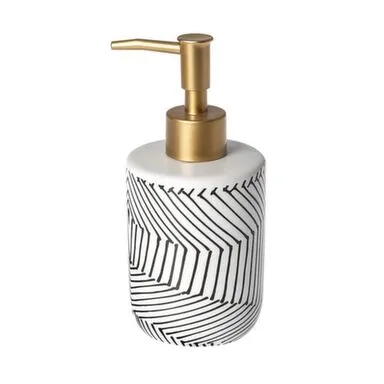 Купить Диспенсер для жидкого мыла "lines", керамика, матовое золото в интернет-магазине Akvilon.kz