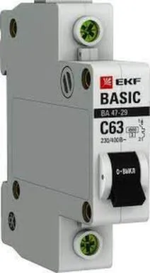 Купить Автомат 1Р C63 A 4,5 кА 230В ВА 47-29 EKF в интернет-магазине Akvilon.kz
