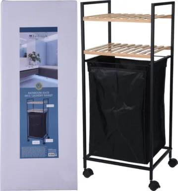 Купить Стеллаж для ванной комнаты, на колёсах, с корзиной для белья, Koopman в интернет-магазине Akvilon.kz