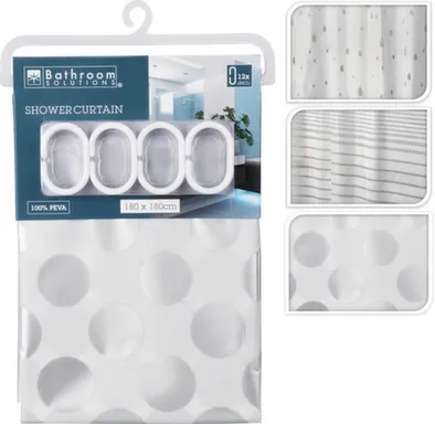 Штора для душа с крючками 180x180 см, в ассортименте, Koopman в интернет-магазине Akvilon.kz Штора для душа с крючками 180x180 см, в ассортименте, Koopman в интернет-магазине Akvilon.kz