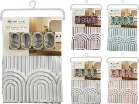 Штора для душа с крючками 180x180 см, в ассортименте, Koopman в интернет-магазине Akvilon.kz Штора для душа с крючками 180x180 см, в ассортименте, Koopman в интернет-магазине Akvilon.kz