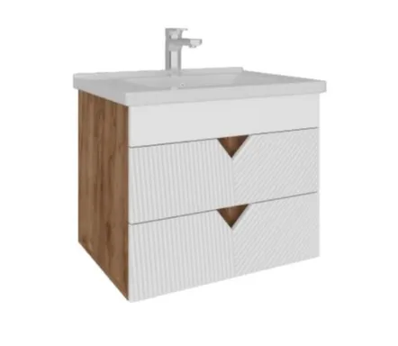 Тумба подвесная Аида Дуб Крафт Золотой 2 ящика с умывальником Orbita 1170-60/610 60 см, AVK в интернет-магазине Akvilon.kz