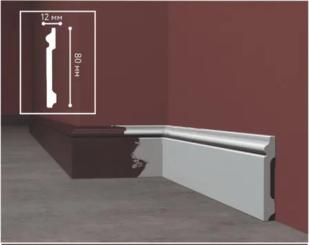 Купить Плинтус 80x12x2400мм UHD Polymer, Solid в интернет-магазине Akvilon.kz