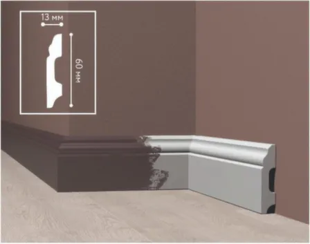 Купить Плинтус 60x13x2400мм UHD Polymer, Solid в интернет-магазине Akvilon.kz