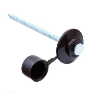 Купить Гвозди для ондулина оцинкованные 80 мм с пластмассовой шляпкой, коричневые, 100 шт, Стройбат в интернет-магазине Akvilon.kz