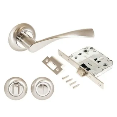 Купить Комплект ручек с защ. и фикс. ОСКАР, Аллюр Матовый никель в интернет-магазине Akvilon.kz